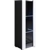 MB Muebles Bonitos, Vetrina Con Piedini 2cm Luke V2, LED, Melamina, Finitura Lucida, Nero e Bianco, 40x128x29cm