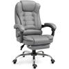 RMF PRO RMF Sedia Ufficio Ergonomica Professionale Reclinabile, Sedia Scrivania Seduta Comoda e Rilassante con Poggiapiedi - Poltrona Relax con Ruote Girevoli Altezza Regolabile Grigio
