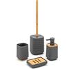 Inbagno Set Bagno Accessori Completo - 4 Pezzi, Kit Accessori appoggio in ABS e bambù, Include Dispenser, portaspazzolini, portasapone e scopino WC, Linea Wave (Set Completo)