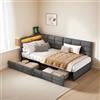YNYHTER Divano letto singolo, letto singolo con cassetti, divano letto con luci a LED, letto imbottito con USB, letto per gli ospiti, divano letto multifunzionale, senza materasso (grigio+LED, 90 x