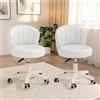 XUEGW Silla de escritorio, bonita silla de tocador giratoria sin brazos de cuero PU, cómodas sillas de oficina para computadora con altura ajustable para el dormitorio