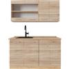 Vicco Cucina monoblocco R-Line, Rovere Sonoma/Goldkraft, 140 cm, PL Rovere, adatto per installazione autoportante o vicino alla parete