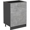 Vicco Mobiletto base per cucina R-Line, Calcestruzzo, 60 cm con cassetto, senza piano di lavoro, per la libera combinazione all'interno di sistemi cucina modulari