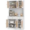 KOMFOTTEU Credenza Alta da Cucina con Stazione di Ricarica, Armadio Dispensa con 2 Cassetti e Ante, Mobile Buffet con Ripiani Regolabili, per Sala da Pranzo, Soggiorno, 100 x 40 x 180 cm (Bianco)