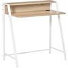 HOMCOM Scrivania Moderna per Camera e Ufficio a 2 Livelli, Arredamento in Legno e Metallo, 84x45x85cm, Bianco e Rovere