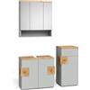 Vicco Set di mobili da bagno Eden, Grigio, 73 cm, composto da mobile sottolavabo, specchiera e mobile medio