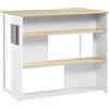 HOMCOM Isola da Cucina con 3 Ripiani dallo Stile Moderno e Portacoltelli in Acciaio Inossidabile, 105x65x90 cm, Bianco