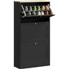 HOMCOM Scarpiera Salvaspazio Slim con 3 Ante a Ribalta, Scarpiera Ingresso Moderna in Legno con Ripiani Regolabili su 2 Livelli, Porta Scarpe per 12-18 Paia con Maniglia, 60x23.5x115 cm, Nero