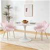 Relbiety Set di 2 Poltrona Relax Sedie da Pranzo con Braccioli e Schienale,Sedie Cucina Moderna in Velluto Poltrone da Salotto con Gambe in Metallo per Soggiorno,Camera da Letto,Rosa chiaro