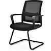 LIFEZEAL Sedia da Ufficio, Sedia da Scrivania, Poltrona Cantilever, Ergonomica, in Rete, con Schienale e Braccioli, Piedi in Metallo, per Ufficio, Studio, Lavoro, Peso Max 125 kg, Nero