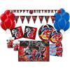 WOOPARTY Kit Compleanno Spiderman 24 Ospiti, Set Festa Bambini con 24 Bicchieri, 24 Piatti, 40 Tovaglioli, Inviti, Palloncini, Tovaglia e Decorazioni