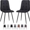 GrandCA HOME Set di 2 Sedie da Pranzo con Seduta Imbottita in Velluto a Coste, Sedie da Cucina Moderne con Gambe in Metallo, Nero