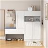 VIVCA Trendiger, scarpiera 2 in 1 con ante curve, 130 x 35 x 110 cm, con scomparti regolabili in altezza e panca imbottita, colore bianco