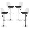 RELOVE Set di 4 Sgabello da Bar Moderno Sgabello Alto con schienale in Simipelle Sedia Alta da Cucina Regolabile Girevole-PU (bianco+nero)-4pz