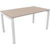 FBasic Scrivania Operativa Ufficio - Struttura metallo BIANCO e Piano legno ROVERE - 140x80x74