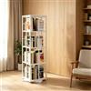 Ztexkee Libreria girevole con ruote, colore bianco, libreria per bambini con 1 cassetto, libreria angolare girevole in legno, per soggiorno, camera da letto, studio (40 x 40 x 137 cm, 4 livelli)