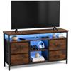 Amveya Mobile Porta TV Soggiorno, Mobiletto Soggiorno, Tavolino TV con 4 cassetti e effetti RGB multicolore variabili