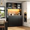 Wiuzo Armadi da cucina (120 × 40 × 180 cm), tavolini alti da cucina, credenze, mobili da cucina con ante in acrilico e illuminazione a LED, nero