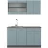 Vicco Cucina monoblocco R-Line, Grigio-blu, 140 cm senza piano di lavoro, adatto per l'espansione flessibile con moduli aggiuntivi
