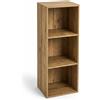 eacommerce Libreria Scaffale con Ripiani Moderna Salvaspazio Design Aperto in Legno Resistente Stabile Antiribaltamento Casa Ufficio (Rovere Nodato, 30x24x80H cm - 3 Ripiani)