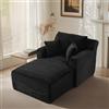 Ligterra Divano letto in velluto a coste, divano Boneless, divano cloud con 3 morbidi cuscini, senza montaggio, cuscini rimovibili, Easy Clean per soggiorno, appartamento, ufficio (Nero)