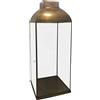 milani home Lanterna in Vetro E Metallo di Design Moderno Stile Vintage Portacandela Ottone Antico, Cm 20x20x58 H