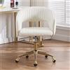 chairus Sedia da Scrivania in Ecopelle Poltrona da Ufficio con Ruote Sedia Girevole Regolabile in Altezza Poltroncina con Gambe in Metallo per Ufficio/Studio/Computer, Bianco