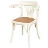 Biscottini Sedie con braccioli | Sedie cucina legno di frassino | Sedia sala da pranzo legno finitura bianca | Sedia cucina seduta Rattan | Poltroncina soggiorno | Poltrona ingresso (Bianca anticata)