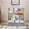 VIIROUD Libreria per bambini, scaffale a 6 livelli per libri, forniture scolastiche per cameretta dei bambini, asilo nido, multicolore 75 x 30 x 76 cm, lino grigio, 1 pezzo