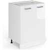 Vicco Mobiletto base cucina R-Line, Bianco lucido, 60 cm senza piano di lavoro, per la libera combinazione all'interno di sistemi cucina modulari