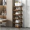 XZXWZX Scarpiera Pieghevole, Organizer Verticale per Scarpe in Bambù, Scaffale alto Multifunzionale e Stretto per Scarpe per Ingresso, Armadio, Angolo, Camera da Letto, Corridoio, Colore Marrone, 6 Ripiani