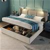 Liuyoyo Letto Imbottito 160x200 con Testiera di Ricarica, Letto Contenitore, Luce di Lettura con Funzione di Ricarica, Giroletto Contenitore, LettoMatrimoniale, LettoIdraulico, Beige