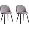 BenyLed Set di 2 Sedie da Pranzo, Sedie da Cucina con Rivestimento in Velluto Sedie da Soggiorno Moderne, con Gambe in Metallo Nero (Grigio)