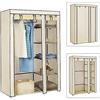 LANTUS Armadio in Tessuto, Guardaroba, Appendiabiti, Ripiani Portaoggetti,con Asta per Abiti con Copertura, Capiente, per Borse, Giocattoli, Scarpe, Soggiorno, Camera da Letto, 110*45*175 cm (beige)