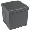 Tata Home Pouf Contenitore Scatola Sgabello Poggiapiedi Pieghevole Salvaspazio in Ecopelle cm 38x38x38 Eddy Colore Grigio