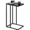 WLIVE Tavolino a Forma di C - Tavolino Laterale in Metallo per Divano, Comodino Rettangolare per Salotto e Camera, 39 x 29 x 63 cm, Stile Marrone Rustico (Nero carbone)