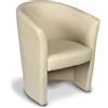 Bissolo Casa Poltrona Moon in Ecopelle, Beige, Design Moderno, Seduta Alta 45cm, Dimensioni 64x63x76cm, con Piedini in Plastica Nera