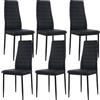 buybyroom set 6 sedie sala da pranzo Nero, sedie cucina moderne con gambe in metallo sedie imbottite, Semplici da montare adatto per sala da pranzo, soggiorno, cucina