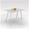 Bissolo Casa Tavolo Dudu fisso 120x70 cm Alluminio e Bianco Frassino