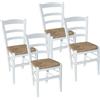 MA MAISON Set 4PZ Sedie in Legno con Seduta in Paglia - Ampia, Compatta, Schienale Alto, Robusta, Paesana, Rustica, per Cucina, Agriturismo, Ristorante, Soggiorno - 42X40X87H CM (BIANCO)