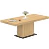 IDMarket - Tavolo da pranzo rettangolare allungabile EDEN 6-10 persone in legno e base nera 160-200 cm