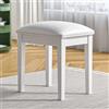 Organizedlife Vanity Stool - Sgabello imbottito in legno, in poliuretano, per trucco, pianoforte, panca da trucco, per vestirsi, bianco (1, gamba dritta)