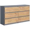 MebLocker Cassettiera con 6 Cassetti - Settimino 140x80x40 cm - Cassettiera Salvaspazio per la Camera da Letto e Soggiorno - Armadio con Cassetti dal Design Moderno - Anthracite Lancelot
