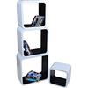 Cube Mensola Da Muro Libreria Scaffale Vari Colori Retrò Cubi Moderno LO02 (Bianco/Nero)