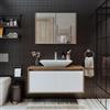 Roomart - Set di mobili da bagno - Atlantic - 3 pezzi - Lavabo in ceramica con base 65 cm, 85 cm, 100 cm, armadietto a specchio 80 cm (bianco - rovere, 100 cm)