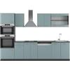 Vicco Cucina componibile R-Line, Grigio-blu, 300 cm con armadio alto, PL Antracite, adatto per combinazioni ed espansioni personalizzate