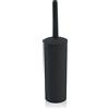 Inbagno Portascopino WC Tondo Moderno da appoggio, in Plastica, Completo di scopino ergonomico (Nero)