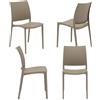 REDÒKASA Set 4 sedie in polipropilene MOON impilabile resistente ai raggi UV design moderno ideale per sala da pranzo, cucina, giardino, bar (Tortora, 4)