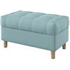 Furninero - larghezza 80cm, Pouf Poggiapiedi Panca Portaoggetti trapuntatura senza bottoni (affusolata), rovere arrotondato, Majestic Velvet Light Blue Tessuto, Azzurro, Blu