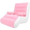 Riuulity Divano Gonfiabile Design a Forma di S Poltrona a Sdraio Pieghevole a Installazione Rapida Rosa Bianco Camera da Letto Soggiorno Ufficio Campeggio, Tessuto Floccato Portatile in